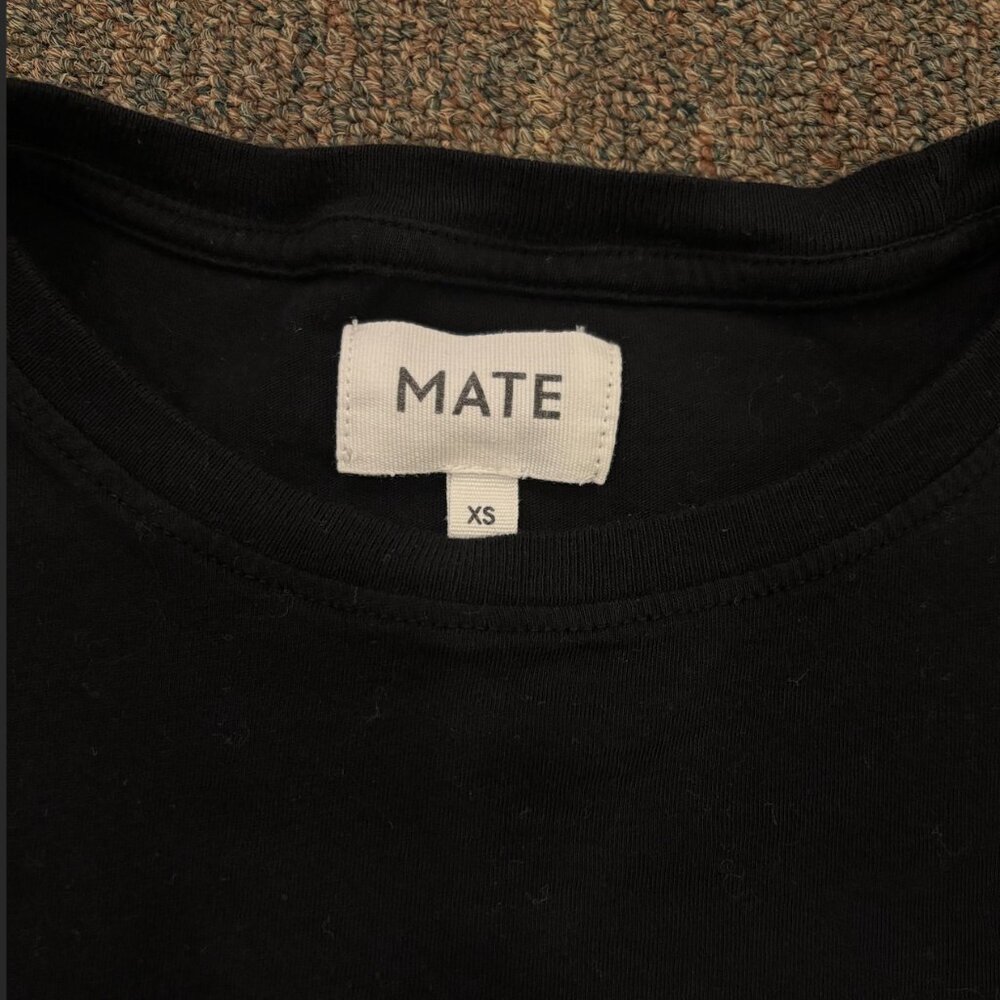 Mate 100% Organic Cotton Shrunken Tee Size XS in Jet Black Cropped T-Shirt - Picture 2 of 3